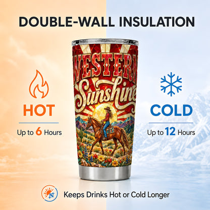 #pl[20oz|Steel] Cowgirl Horse Tumbler 20oz, Desert Tumbler, Stainless Steel Travel Cup
