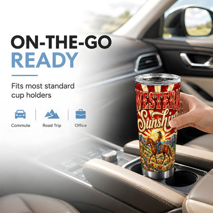 #pl[20oz|Steel] Cowgirl Horse Tumbler 20oz, Desert Tumbler, Stainless Steel Travel Cup