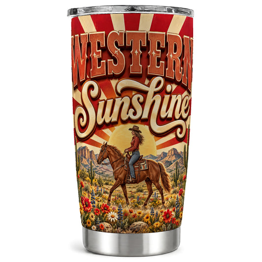 Retro Cowgirl Tumbler 20oz, Horse Tumbler, Stainless Steel Travel Cup