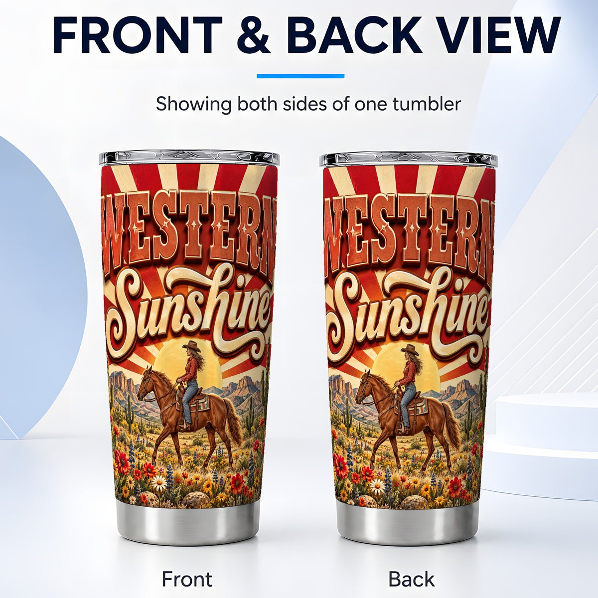 #pl[20oz|Steel] Retro Cowgirl Tumbler 20oz, Horse Tumbler, Stainless Steel Travel Cup