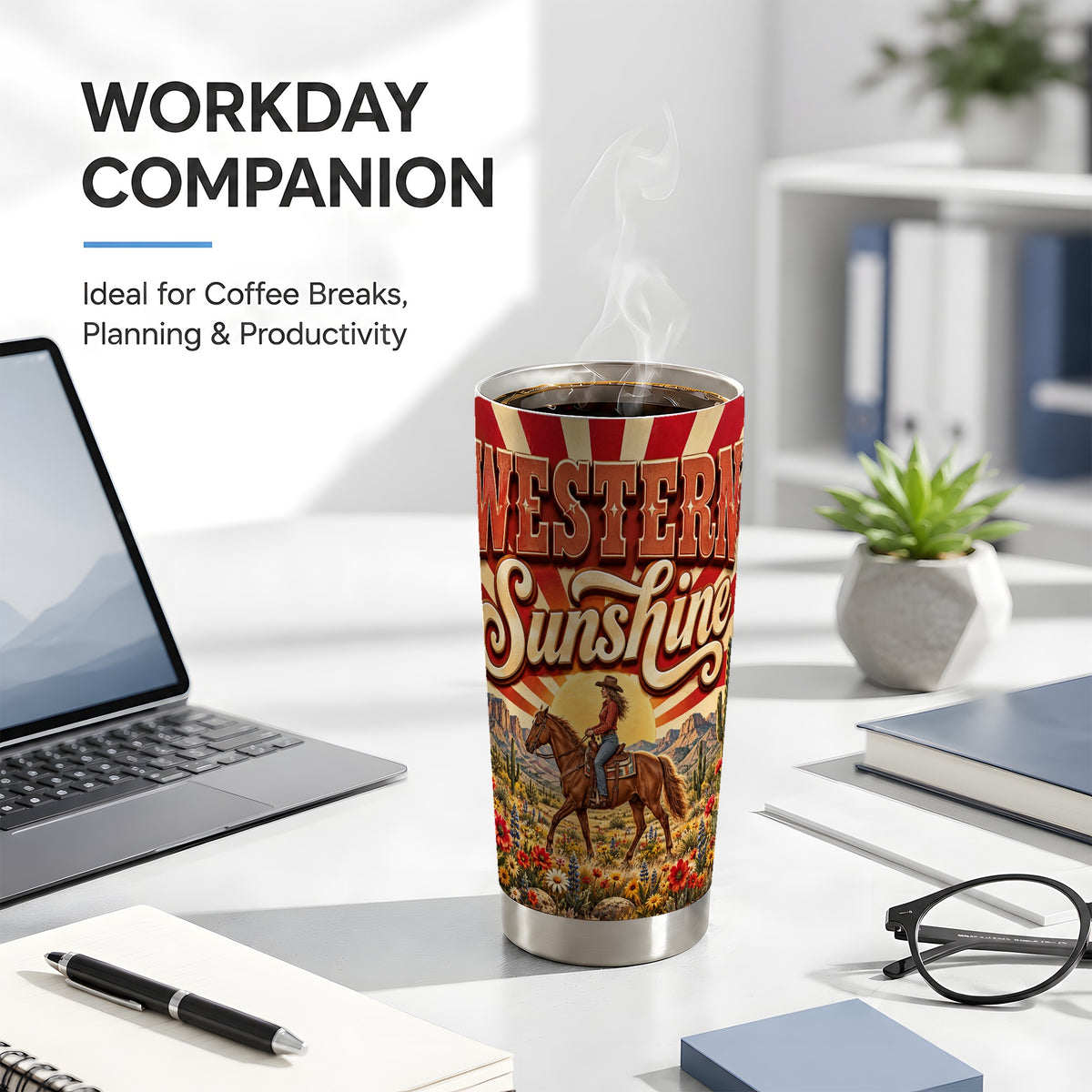 #pl[20oz|Steel] Retro Cowgirl Tumbler 20oz, Horse Tumbler, Stainless Steel Travel Cup