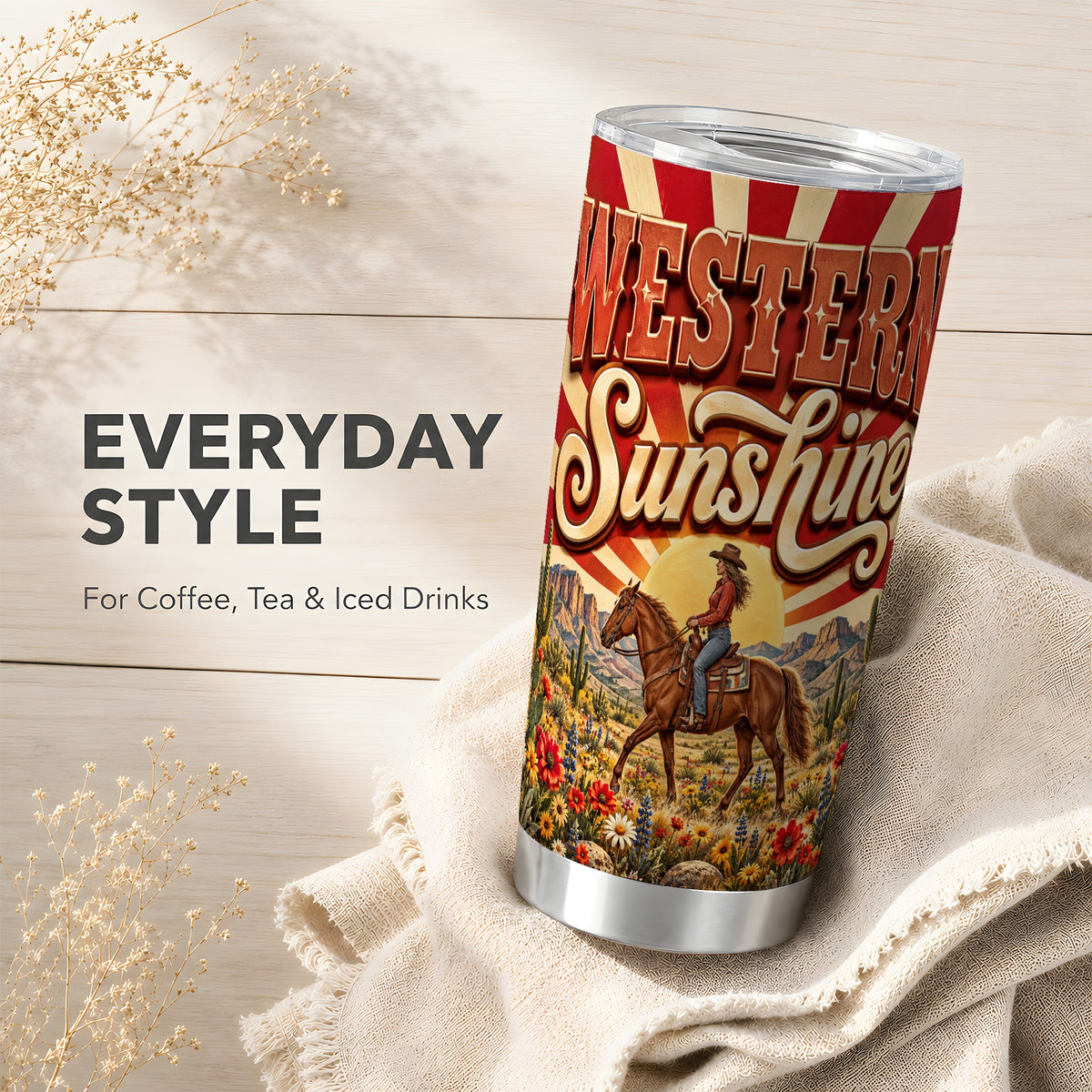#pl[20oz|Steel] Retro Cowgirl Tumbler 20oz, Horse Tumbler, Stainless Steel Travel Cup
