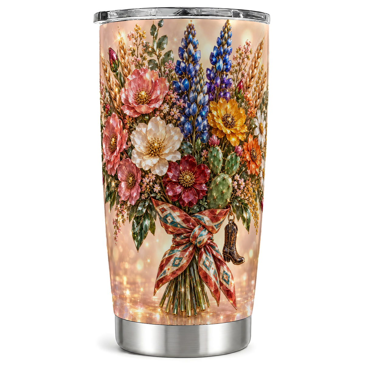 Western Wildflower Tumbler 20oz, Floral Tumbler, Stainless Steel Travel Cup
