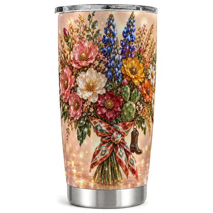 Western Wildflower Tumbler 20oz, Floral Tumbler, Stainless Steel Travel Cup