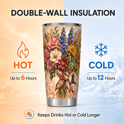 #pl[20oz|Steel] Western Wildflower Tumbler 20oz, Floral Tumbler, Stainless Steel Travel Cup