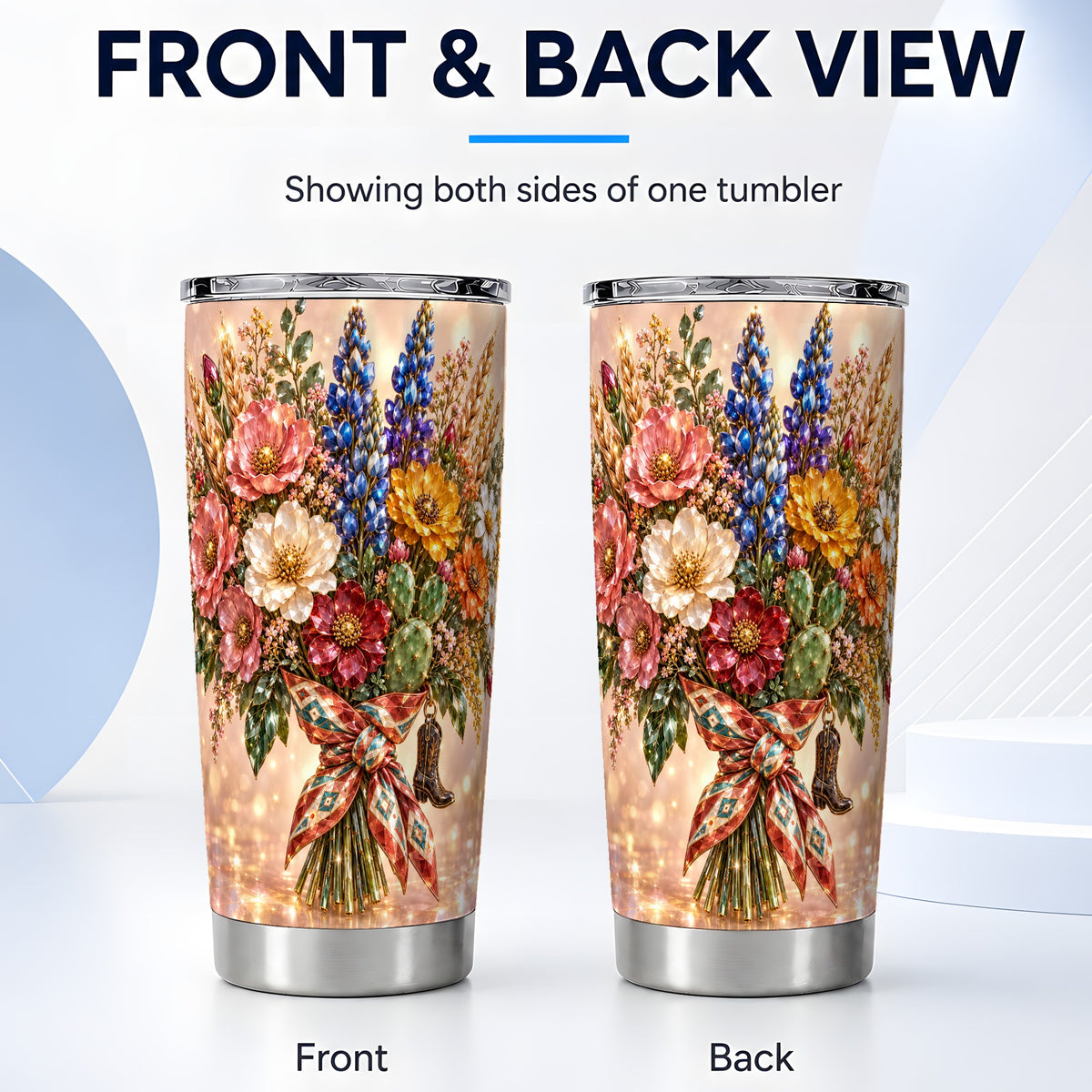#pl[20oz|Steel] Western Wildflower Tumbler 20oz, Floral Tumbler, Stainless Steel Travel Cup