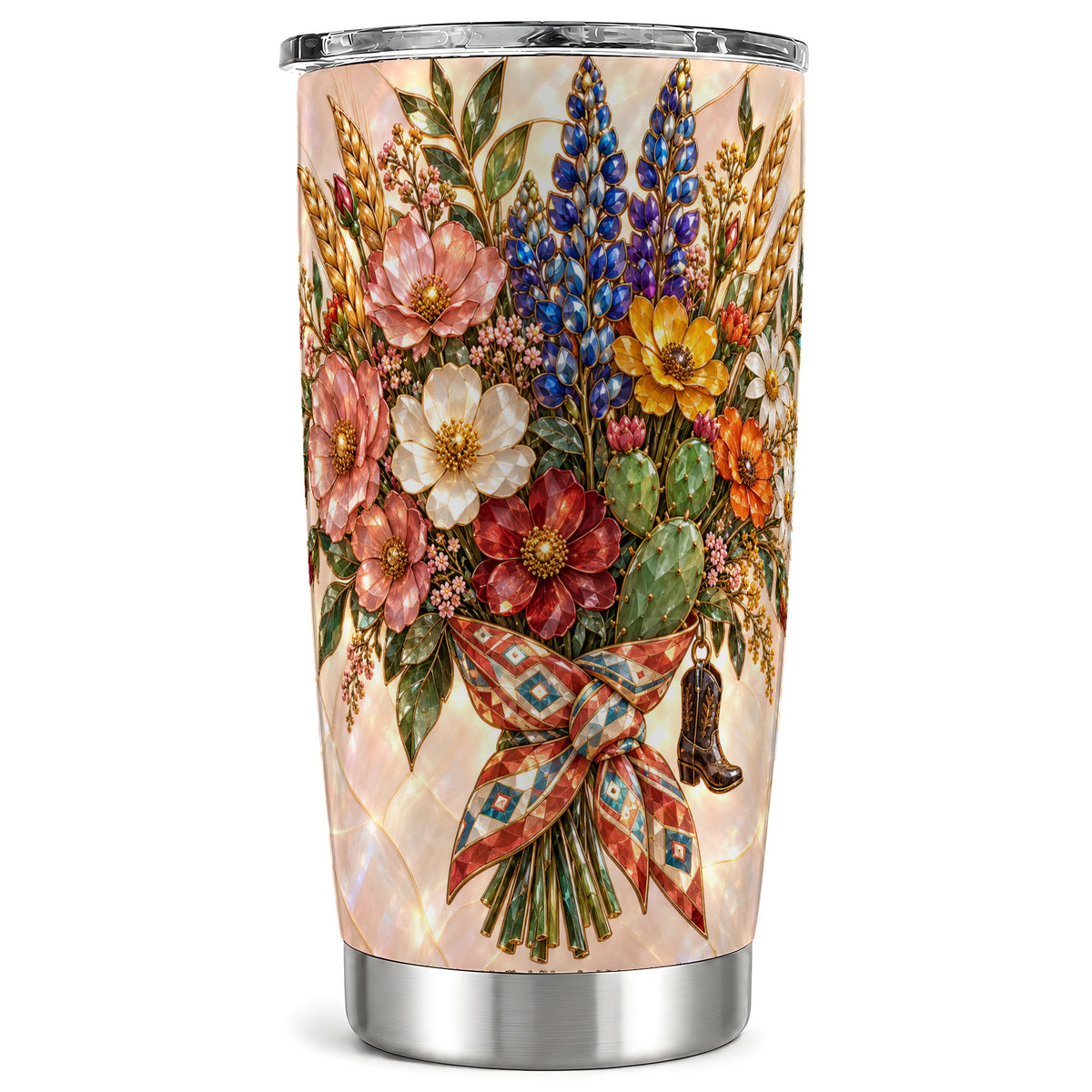 Stained Glass Wildflower Tumbler 20oz, Floral Tumbler, Travel Cup