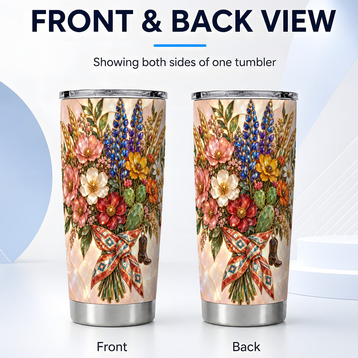 #pl[20oz|Steel] Stained Glass Wildflower Tumbler 20oz, Floral Tumbler, Travel Cup