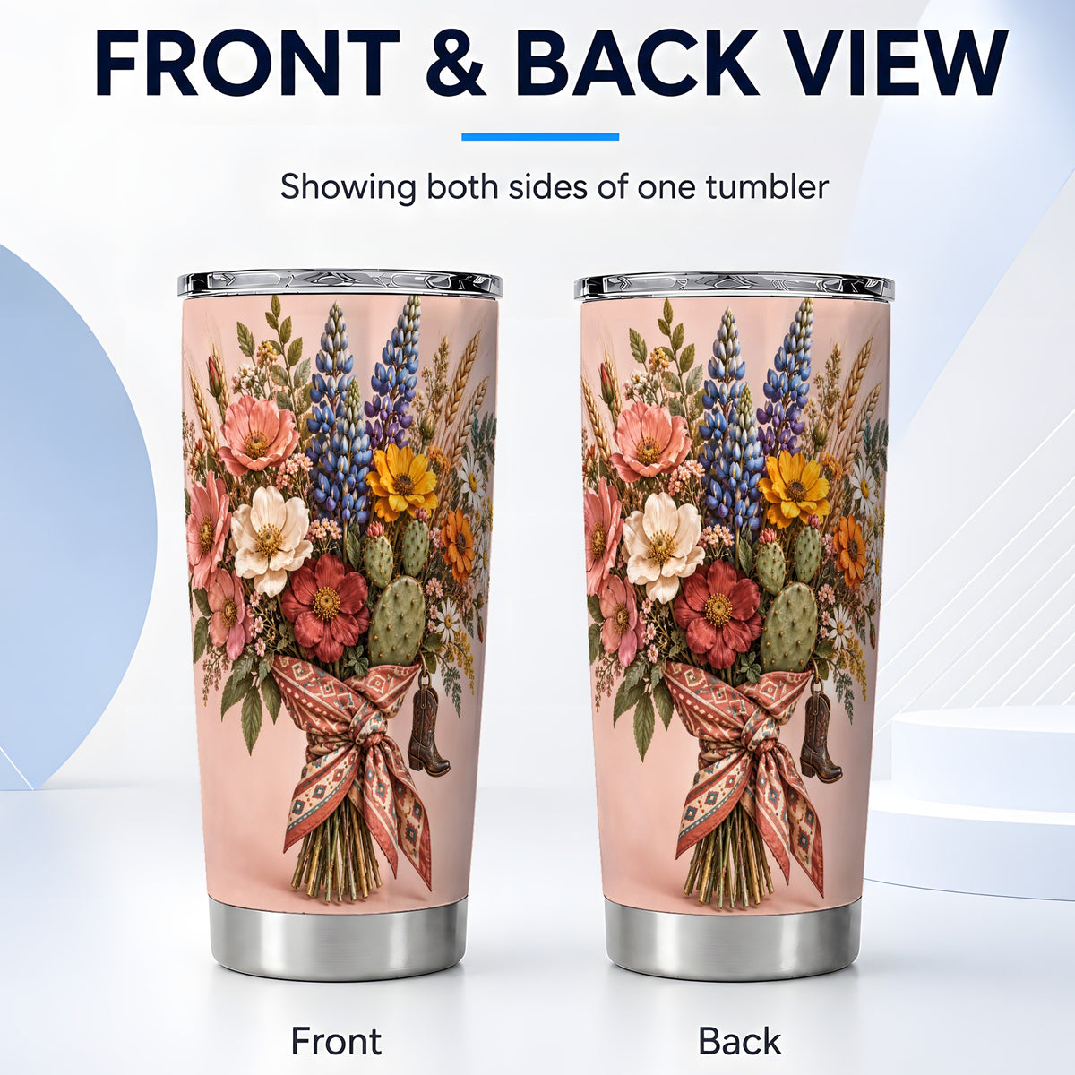 #pl[20oz|Steel] Western Bouquet Tumbler 20oz, Cowgirl Floral Tumbler, Travel Cup