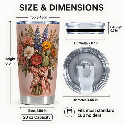 #pl[20oz|Steel] Western Bouquet Tumbler 20oz, Cowgirl Floral Tumbler, Travel Cup