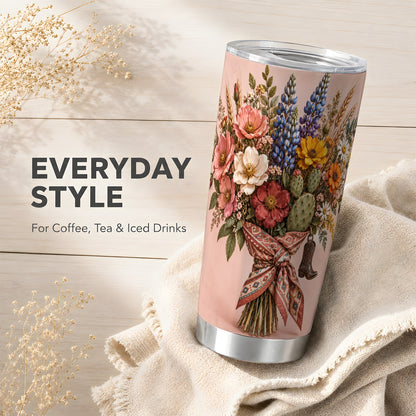 #pl[20oz|Steel] Western Bouquet Tumbler 20oz, Cowgirl Floral Tumbler, Travel Cup