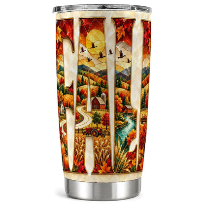 Fall Countryside Tumbler 20oz, Autumn Farm Tumbler, Travel Cup