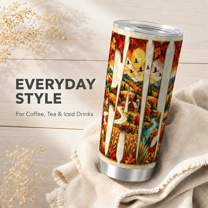 #pl[20oz|Steel] Fall Countryside Tumbler 20oz, Autumn Farm Tumbler, Travel Cup