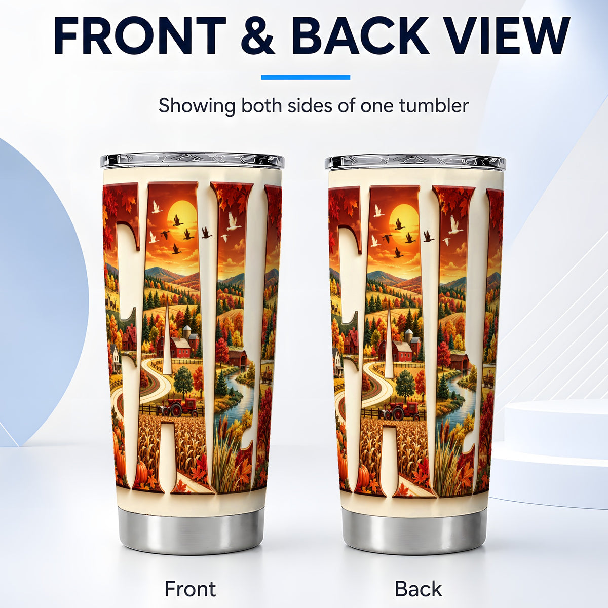 #pl[20oz|Steel] Autumn Farm Tumbler 20oz, Harvest Tumbler, Stainless Steel Travel Cup