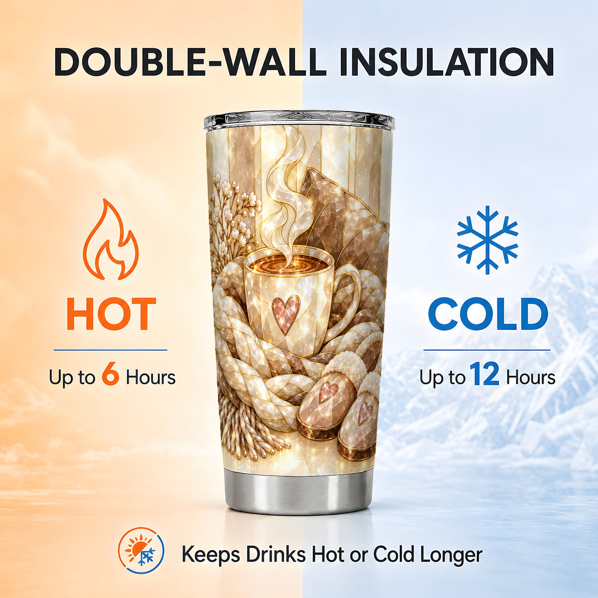 #pl[20oz|Steel] Cozy Heart Tumbler 20oz, Glass Style Tumbler, Stainless Steel Travel Cup