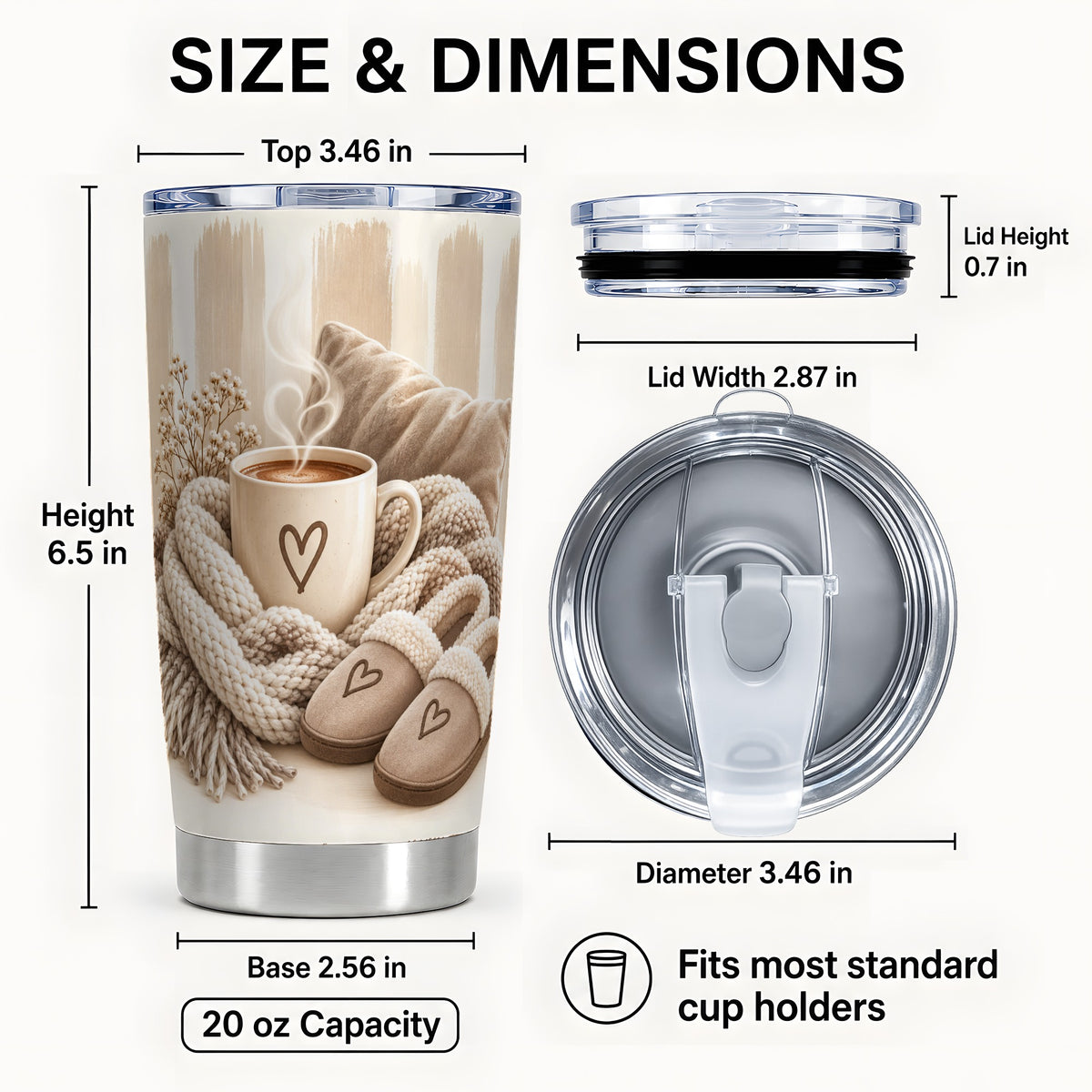 #pl[20oz|Steel] Cozy Heart Tumbler 20oz, Neutral Tumbler, Stainless Steel Travel Cup