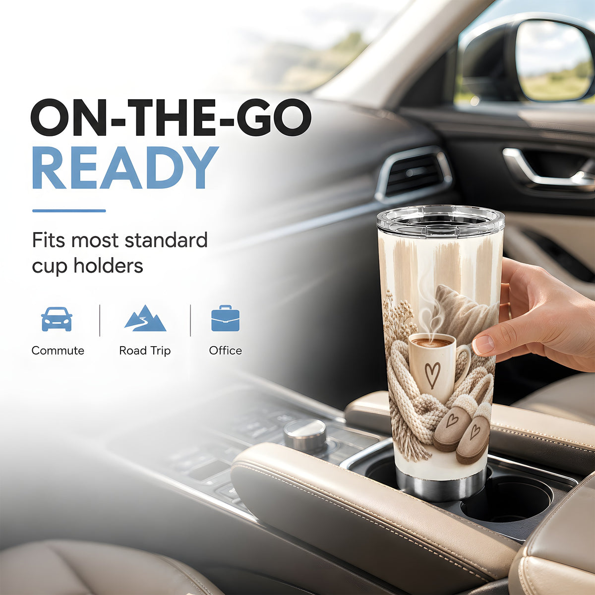 #pl[20oz|Steel] Cozy Heart Tumbler 20oz, Neutral Tumbler, Stainless Steel Travel Cup