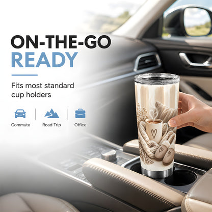#pl[20oz|Steel] Cozy Heart Tumbler 20oz, Neutral Tumbler, Stainless Steel Travel Cup