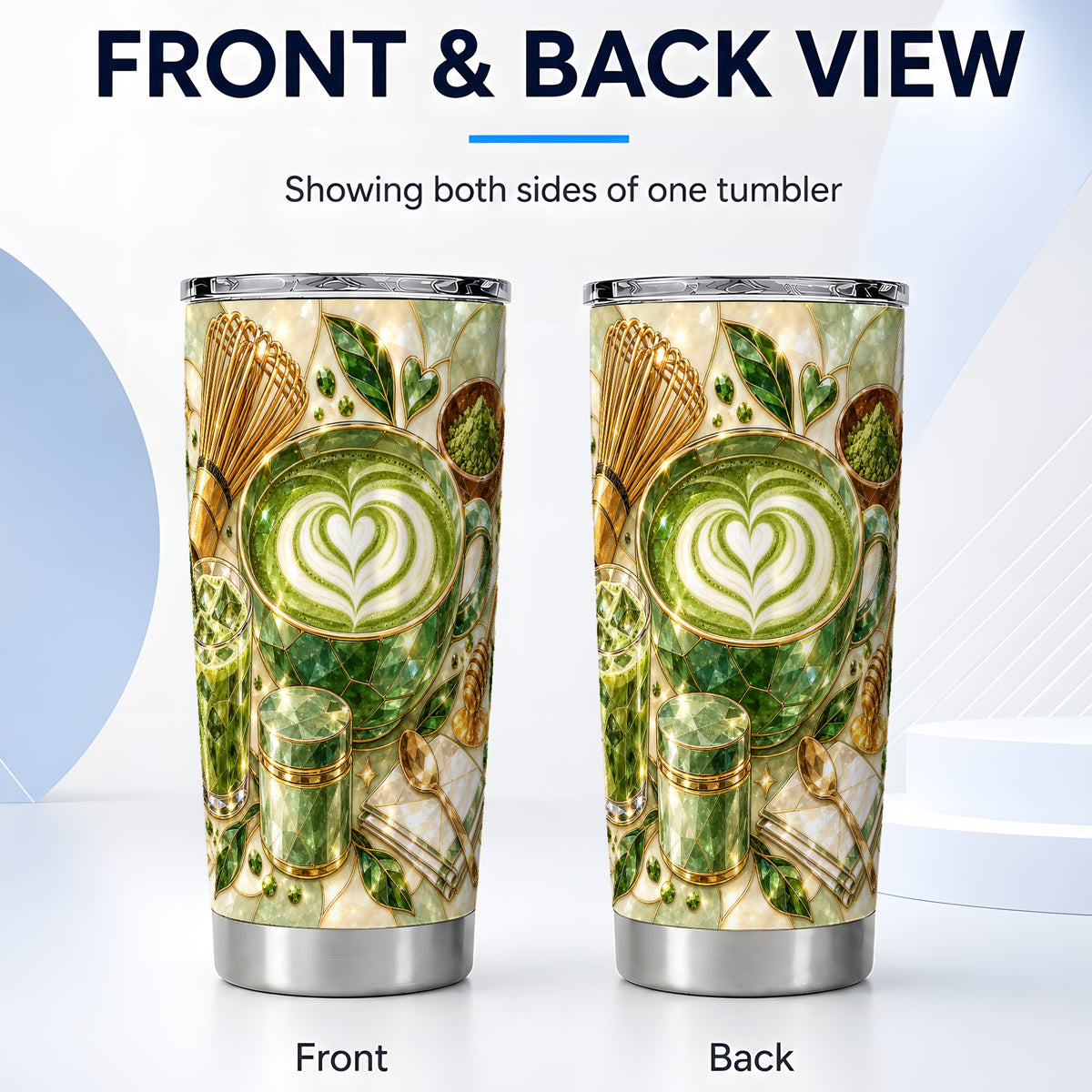 #pl[20oz|Steel] Matcha Latte Tumbler 20oz, Green Tea Tumbler, Stainless Steel Travel Cup