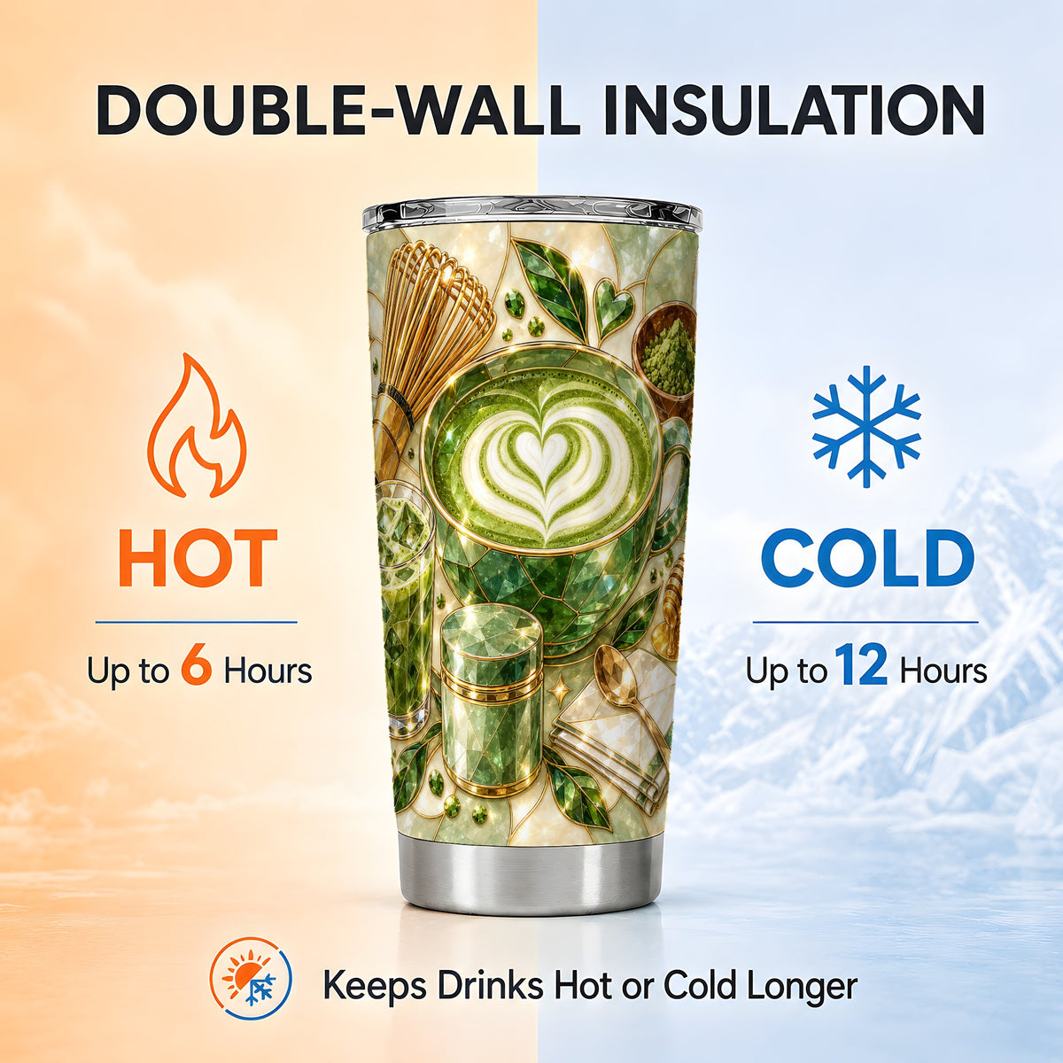 #pl[20oz|Steel] Matcha Latte Tumbler 20oz, Green Tea Tumbler, Stainless Steel Travel Cup