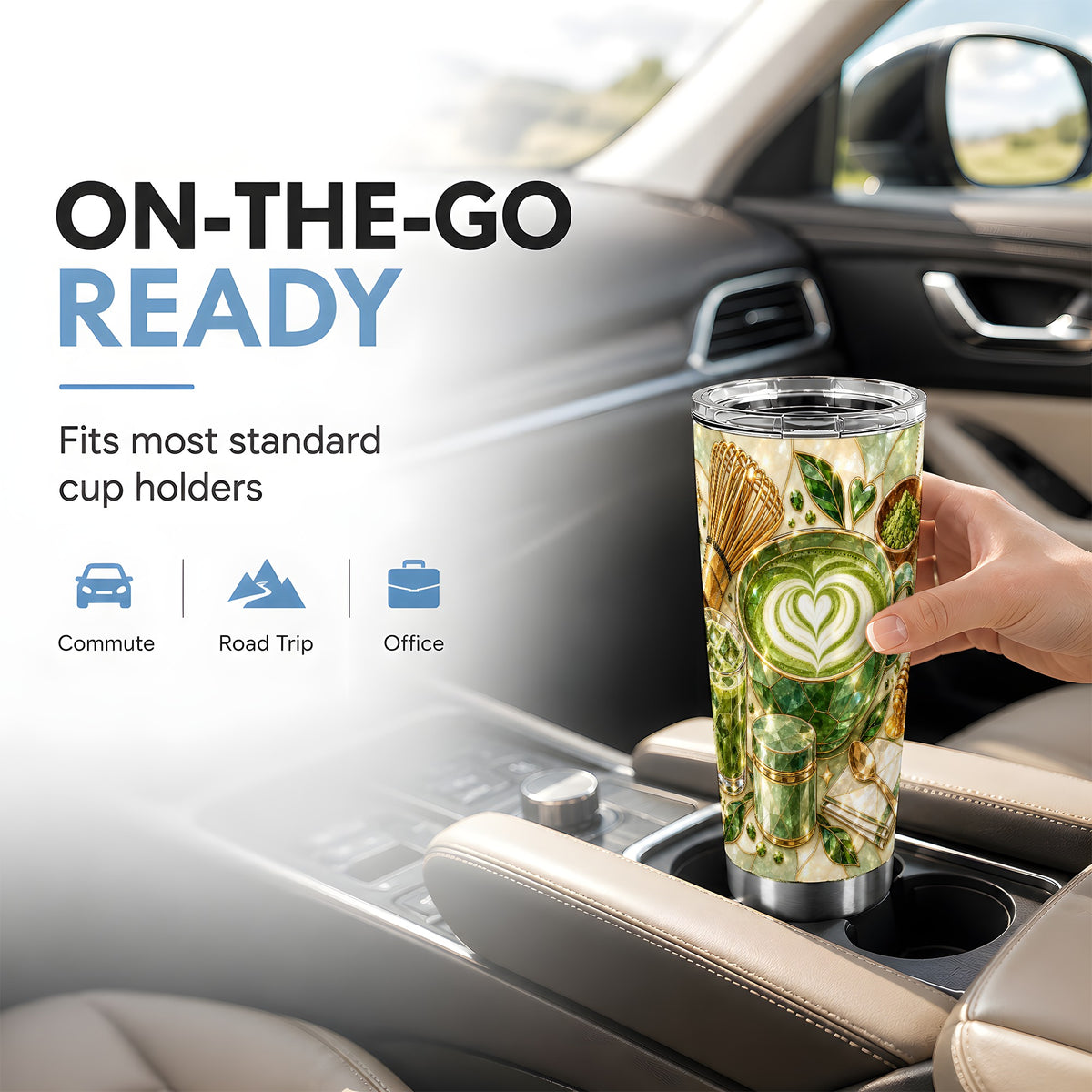 #pl[20oz|Steel] Matcha Latte Tumbler 20oz, Green Tea Tumbler, Stainless Steel Travel Cup