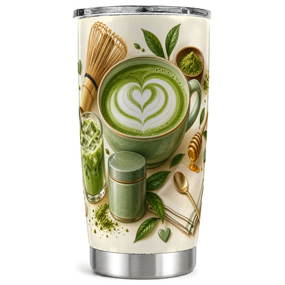 Matcha Tea Tumbler 20oz, Iced Latte Tumbler, Stainless Steel Travel Cup