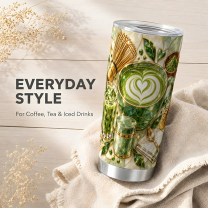 #pl[20oz|Steel] Matcha Latte Tumbler 20oz, Green Tea Tumbler, Stainless Steel Travel Cup