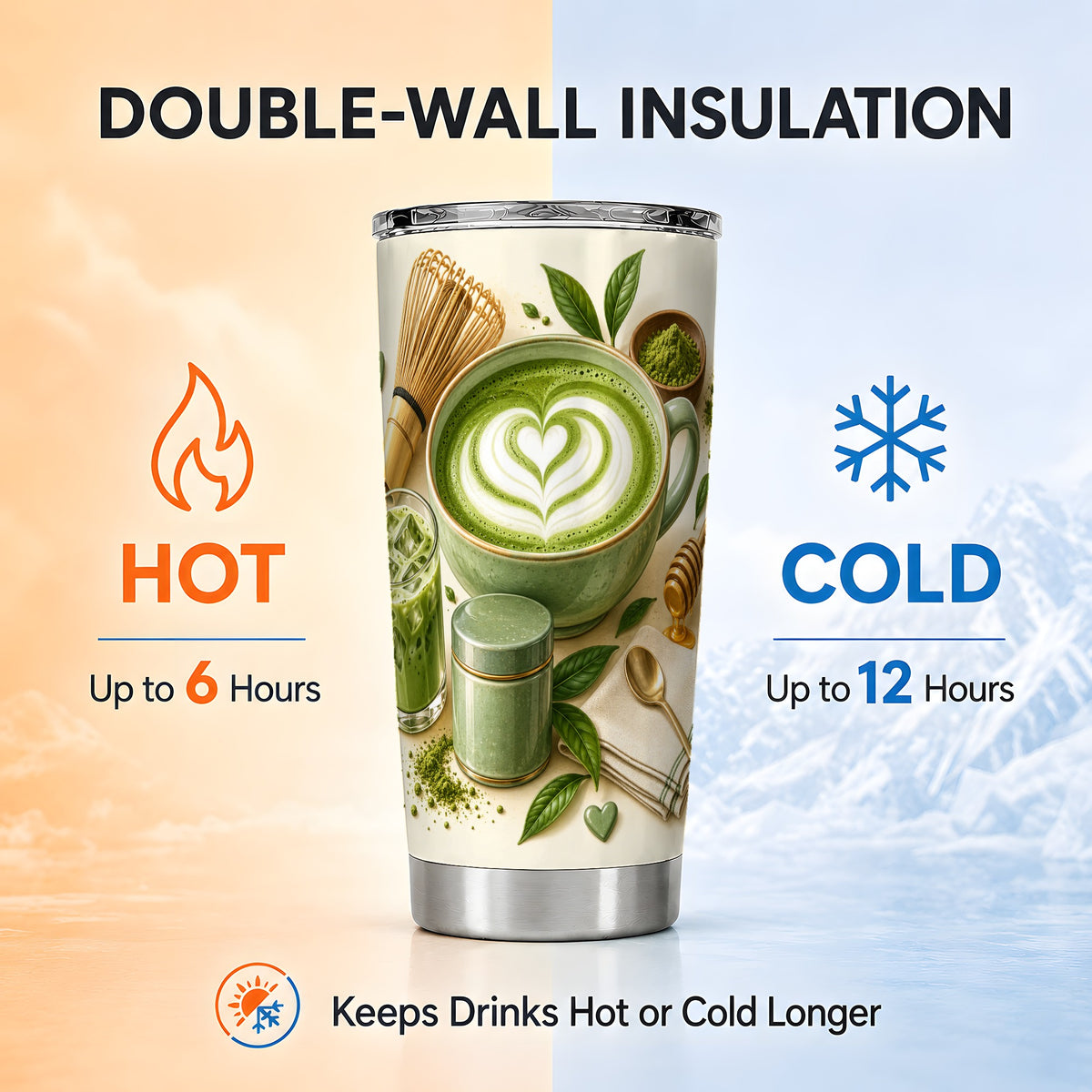 #pl[20oz|Steel] Matcha Tea Tumbler 20oz, Iced Latte Tumbler, Stainless Steel Travel Cup
