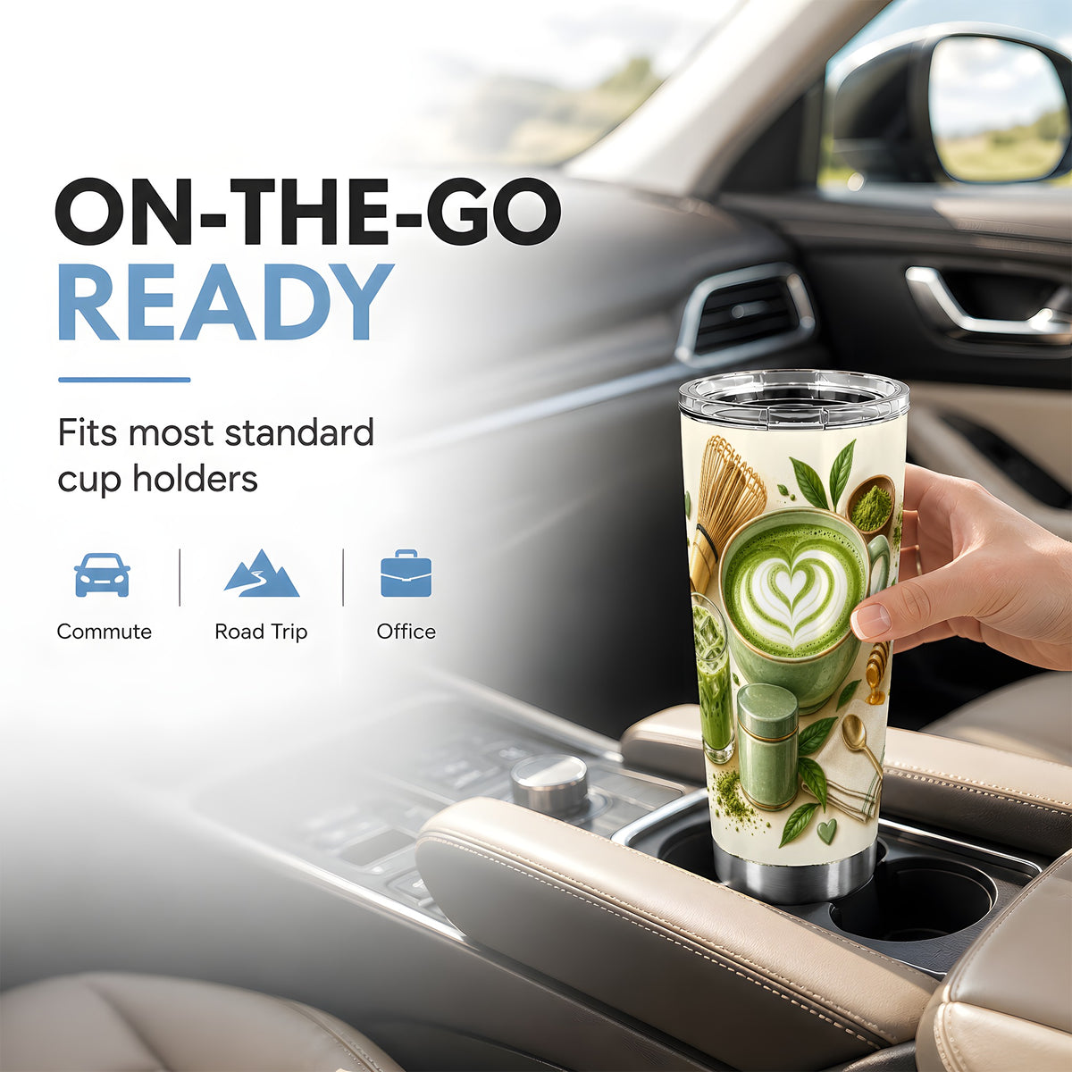 #pl[20oz|Steel] Matcha Tea Tumbler 20oz, Iced Latte Tumbler, Stainless Steel Travel Cup