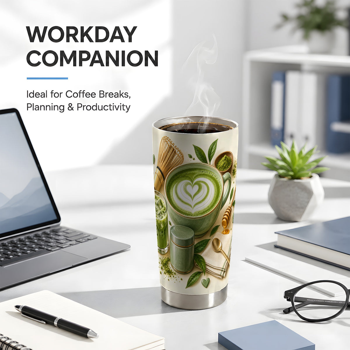 #pl[20oz|Steel] Matcha Tea Tumbler 20oz, Iced Latte Tumbler, Stainless Steel Travel Cup