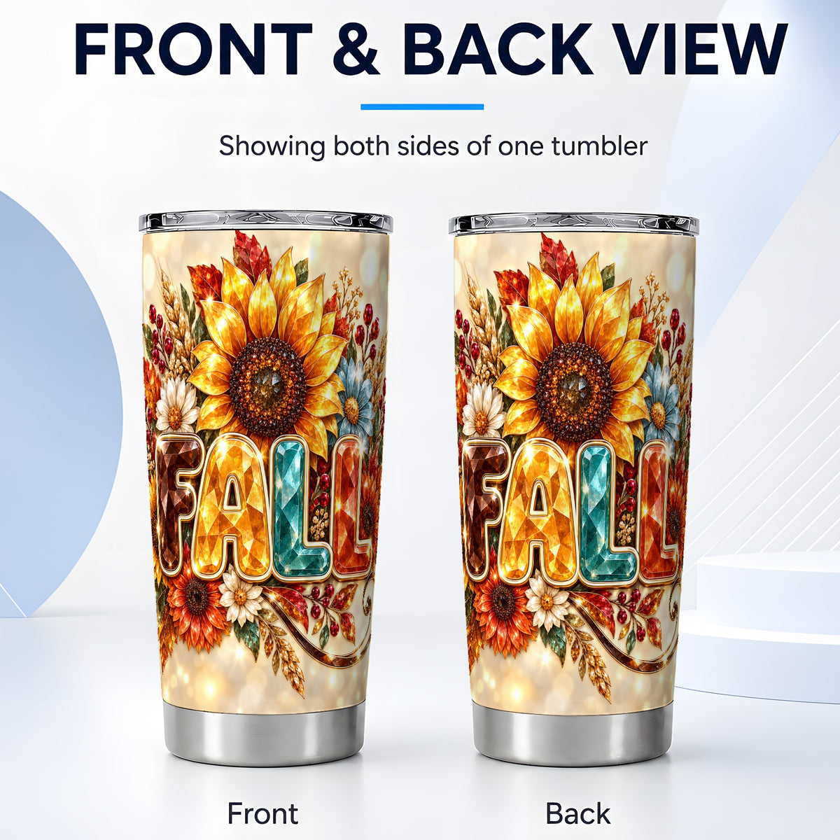 #pl[20oz|Steel] Fall Sunflower Tumbler 20oz, Autumn Tumbler, Stainless Steel Travel Cup