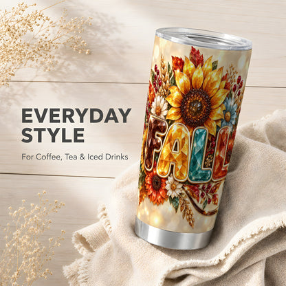 #pl[20oz|Steel] Fall Sunflower Tumbler 20oz, Autumn Tumbler, Stainless Steel Travel Cup