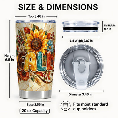 #pl[20oz|Steel] Fall Floral Tumbler 20oz, Sunflower Tumbler, Stainless Steel Travel Cup