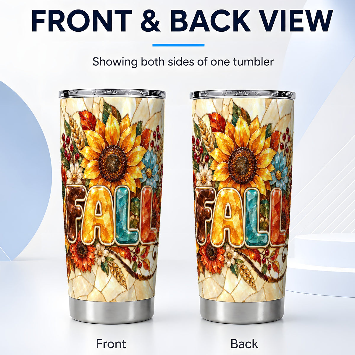 #pl[20oz|Steel] Fall Floral Tumbler 20oz, Sunflower Tumbler, Stainless Steel Travel Cup