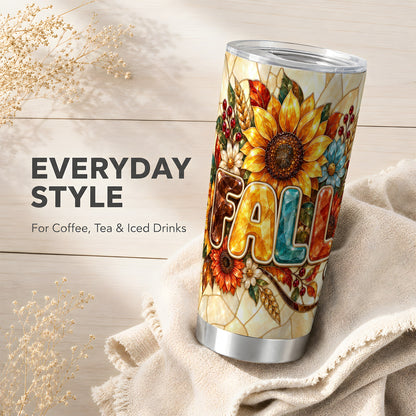 #pl[20oz|Steel] Fall Floral Tumbler 20oz, Sunflower Tumbler, Stainless Steel Travel Cup