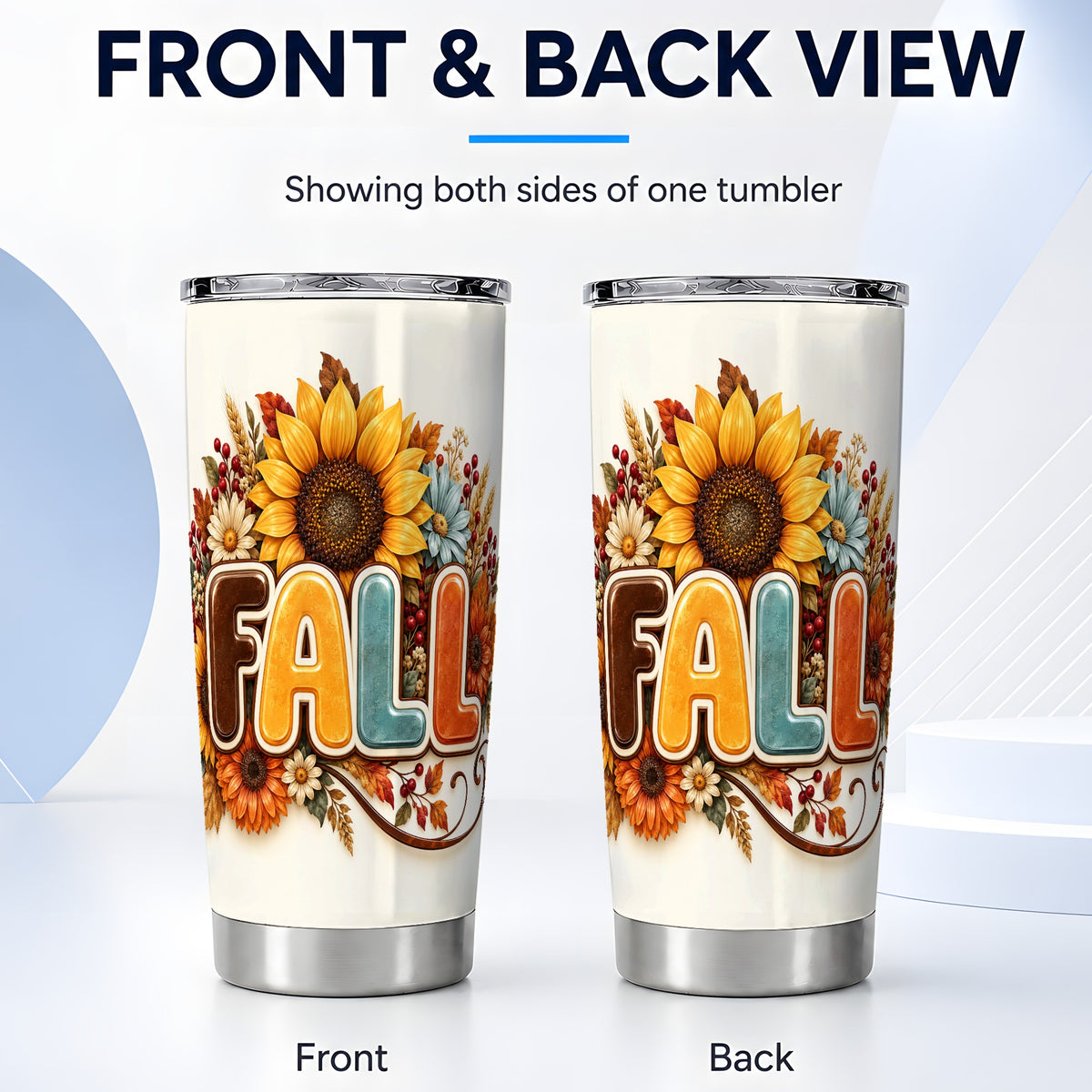#pl[20oz|Steel] Autumn Sunflower Tumbler 20oz, Fall Tumbler, Stainless Steel Travel Cup