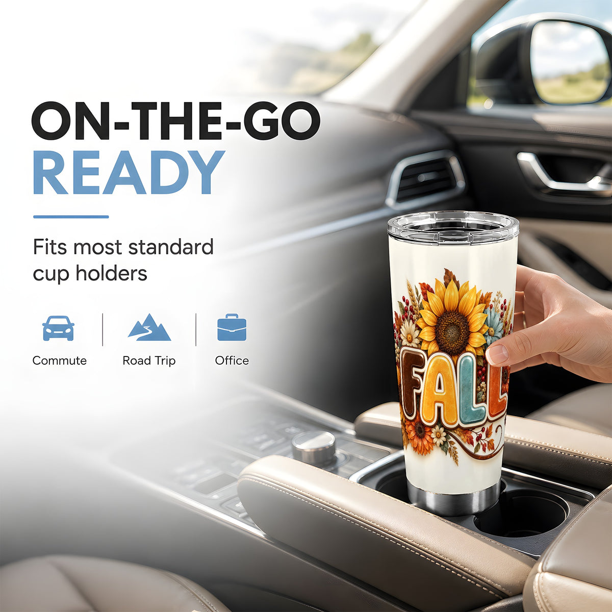 #pl[20oz|Steel] Autumn Sunflower Tumbler 20oz, Fall Tumbler, Stainless Steel Travel Cup