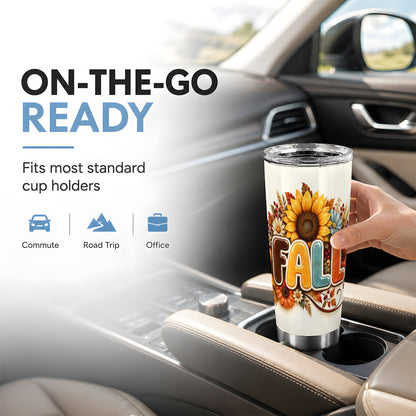 #pl[20oz|Steel] Autumn Sunflower Tumbler 20oz, Fall Tumbler, Stainless Steel Travel Cup