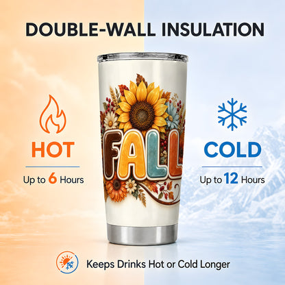 #pl[20oz|Steel] Autumn Sunflower Tumbler 20oz, Fall Tumbler, Stainless Steel Travel Cup