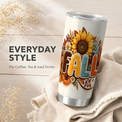 #pl[20oz|Steel] Autumn Sunflower Tumbler 20oz, Fall Tumbler, Stainless Steel Travel Cup
