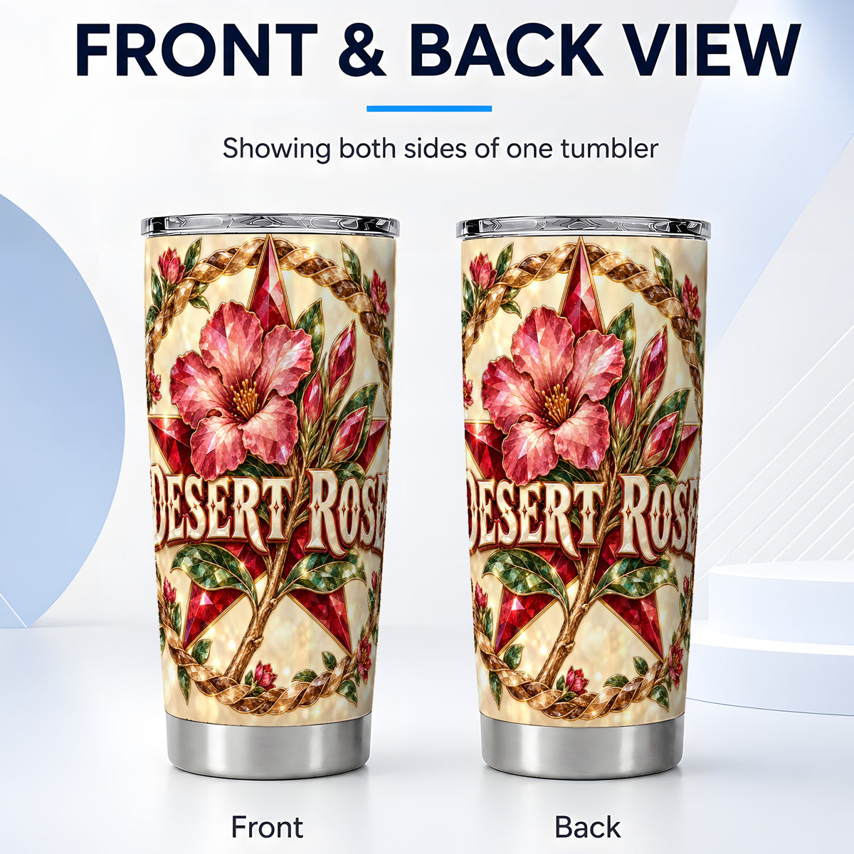 #pl[20oz|Steel] Western Floral Star Tumbler 20oz, Rose Tumbler, Stainless Steel Travel Cup