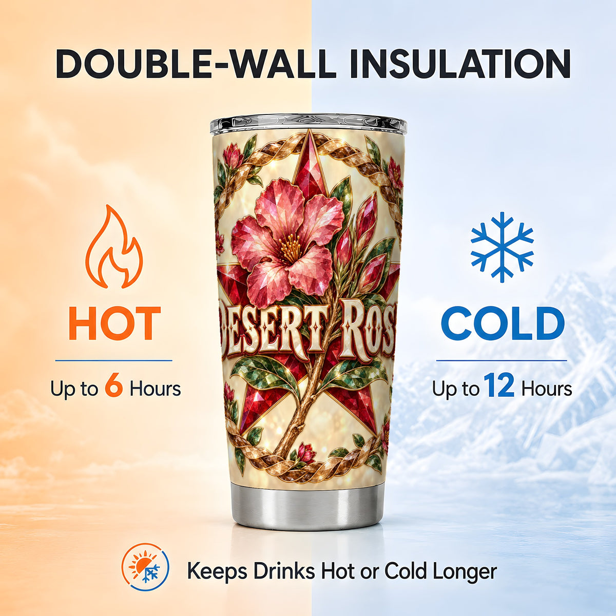 #pl[20oz|Steel] Western Floral Star Tumbler 20oz, Rose Tumbler, Stainless Steel Travel Cup