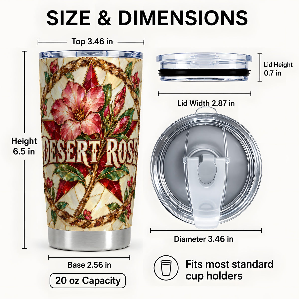 #pl[20oz|Steel] Western Floral Star Tumbler 20oz, Rose Tumbler, Stainless Steel Travel Cup