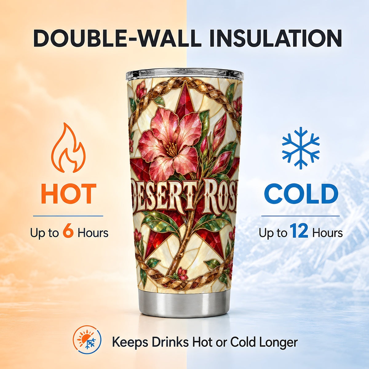 #pl[20oz|Steel] Western Floral Star Tumbler 20oz, Rose Tumbler, Stainless Steel Travel Cup