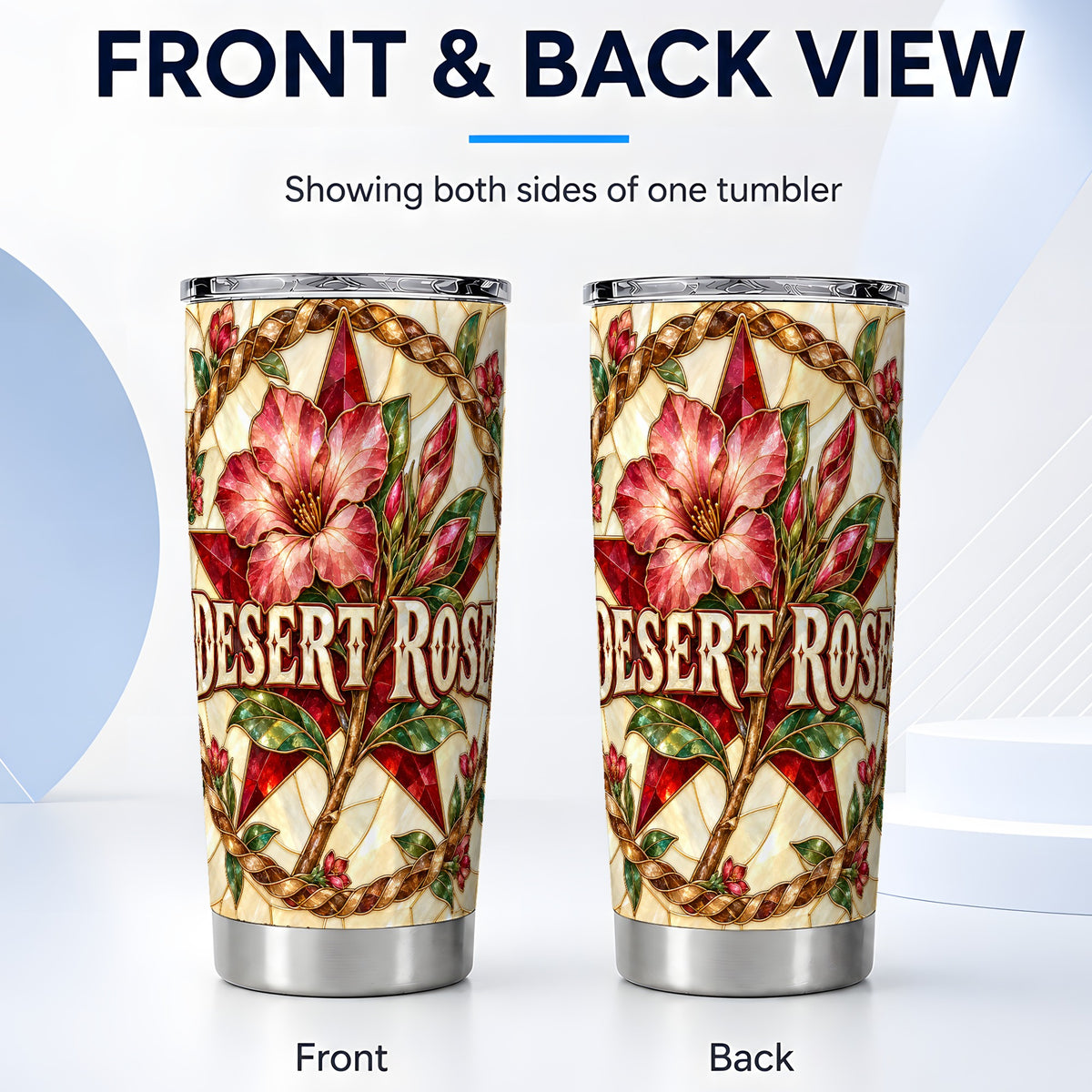 #pl[20oz|Steel] Western Floral Star Tumbler 20oz, Rose Tumbler, Stainless Steel Travel Cup