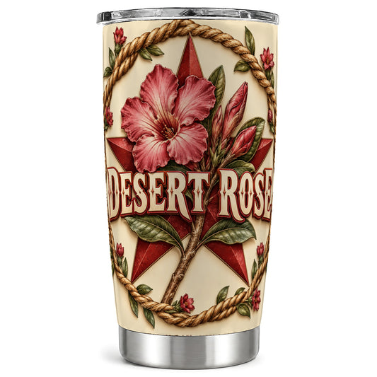 Rustic Floral Star Tumbler 20oz, Rose Tumbler, Stainless Steel Travel Cup