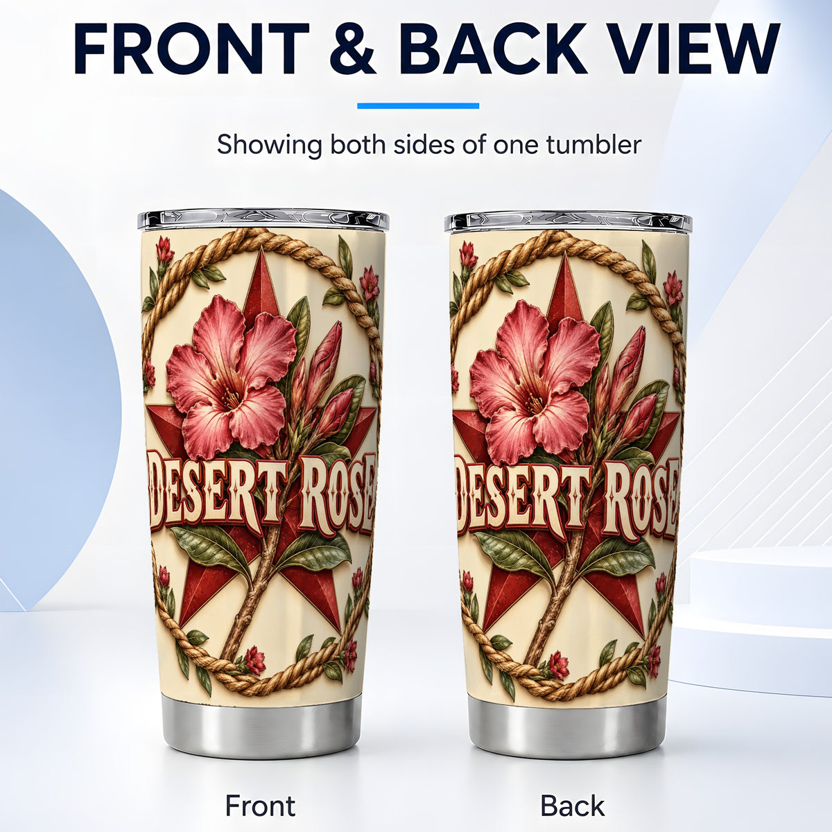 #pl[20oz|Steel] Rustic Floral Star Tumbler 20oz, Rose Tumbler, Stainless Steel Travel Cup