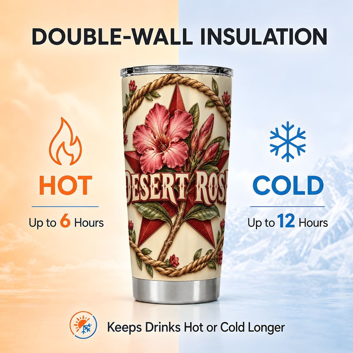 #pl[20oz|Steel] Rustic Floral Star Tumbler 20oz, Rose Tumbler, Stainless Steel Travel Cup