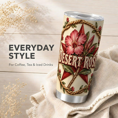 #pl[20oz|Steel] Rustic Floral Star Tumbler 20oz, Rose Tumbler, Stainless Steel Travel Cup
