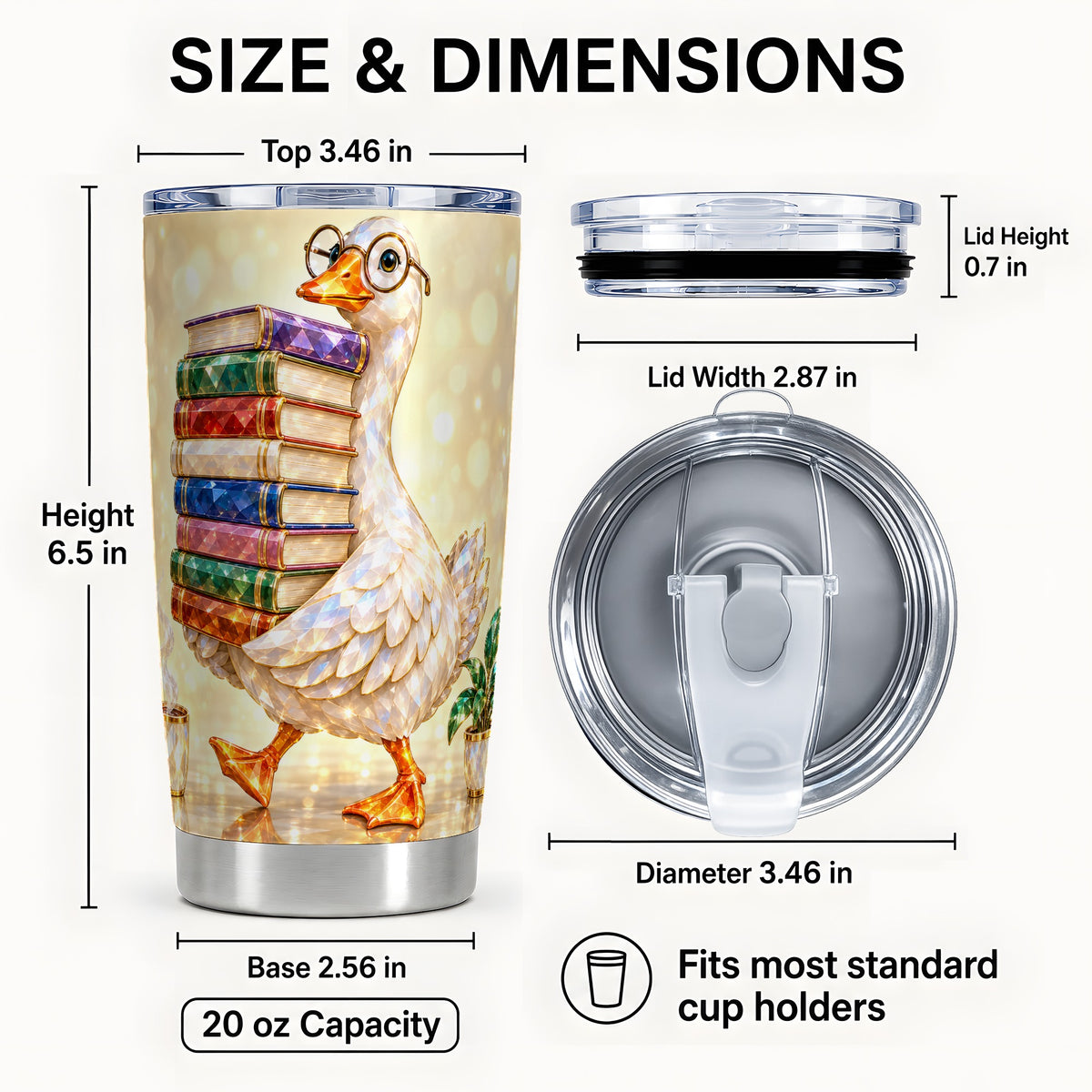 #pl[20oz|Steel] Bookish Goose Tumbler 20oz, Reading Tumbler, Stainless Steel Travel Cup